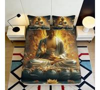 3D Printed Zen Buddha Fitted Sheet Microfiber Deep Pocket Non-Slip Bedroom Bedding Zen Mattress Fitted Cover Washable for Adults 180x200x25cm