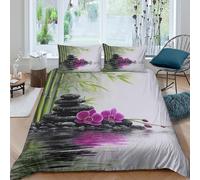 3D Printed Zen Orchid Quilt Cover, Microfiber Bedding Cover Hidden Zipper
