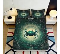 3D Printed Zodiac Crab Fitted Sheet Microfiber Non-Slip Deep Pocket Bedroom Bedding Astrology Mattress Fitted Cover 140x200x25cm