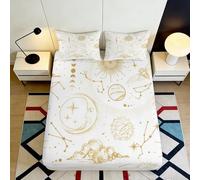 3D Printed Zodiac Fitted Sheet Microfiber Deep Pocket Bedroom Bedding Astrology Mattress Fitted Cover Non-Slip for Adults 200x200x25cm