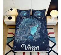 3D Printed Zodiac Girl Fitted Sheet Microfiber Deep Pocket Bedroom Bedding Virgo Mattress Fitted Cover Non-Slip Elastic 90x200x25cm