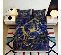 3D Printed Zodiac Leo Fitted Sheet Microfiber Deep Pocket Bedroom Bedding Set Galaxy Constellation Mattress Fitted Cover Washable Protector 120x200x25cm