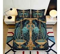 3D Printed Zodiac Libra Fitted Sheet Microfiber Deep Pocket Bedroom Bedding Libra Mattress Fitted Cover Full Wrap Washable 160x200x25cm