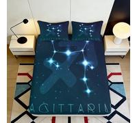 3D Printed Zodiac Star Fitted Sheet Microfiber Deep Pocket Elastic Hem Bedroom Bedding Sagittarius Mattress Fitted Cover Washable 180x200x25cm