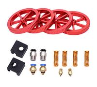 3D Printer Extruder Upgrade Kit, Red Hand Twist Leveling Nut with Springs Dampers Set, Aluminum Block Filament Feeder for Improved Print Bed Stability and Reliability