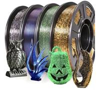 3D Printer Filament, Galaxy Glitter PLA Filament 1.75mm, Chameleon Color Shift & Shiny Glitter Bundle, 4 × 250g Spools for FDM Printers