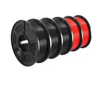 3D Printer Filament, PETG 3D Filament 1KG 1.75MM 5Rolls, Arranged Neatly Clogging Free No Bubble Odorless Eco-Friendly Good Toughness(PETG 3Black 2Red)