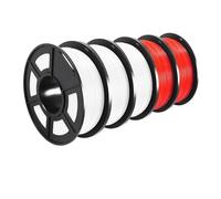 3D Printer Filament, PETG 3D Filament 1KG 1.75MM 5Rolls, Arranged Neatly Clogging Free No Bubble Odorless Eco-Friendly Good Toughness(PETG 3White 2Red)
