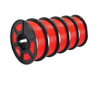 3D Printer Filament, PETG 3D Filament 1KG 1.75MM 5Rolls, Arranged Neatly Clogging Free No Bubble Odorless Eco-Friendly Good Toughness(PETG-Red 5 Rolls)