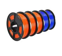 3D Printer Filament, PETG 3D Filament 1KG 1.75MM 5Rolls, Arranged Neatly Clogging Free No Bubble Odorless Eco-Friendly Good Toughness(PETG 3Orange 2Blue)