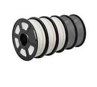 3D Printer Filament, PETG 3D Filament 1KG 1.75MM 5Rolls, Arranged Neatly Clogging Free No Bubble Odorless Eco-Friendly Good Toughness(PETG 3White 2Grey)