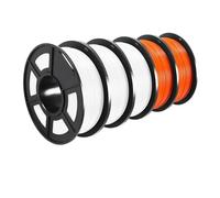 3D Printer Filament, PETG 3D Filament 1KG 1.75MM 5Rolls, Arranged Neatly Clogging Free No Bubble Odorless Eco-Friendly Good Toughness(PETG 3White 2Orange)