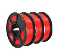 3D Printer Filament, PETG 3D Printer Filament, 3KG Non-Toxic Dimensional Accuracy +/-0.02mm 3 Rolls FDM Printing Material Consumable(3RED)