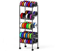 3D Printer Filament Storage, 5-Tier Rolling Filament Storage Cart with Wheels, Spool Holder Cart Holds Up to 60×1kg Spools, Heavy Duty 3D Printing Accessories for Printing Studio, Office & Workshop