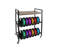 3D Printer Filament Storage Rack, 28-Roll Heavy-Duty Filament Organizer with 4 Casters & Raised Edges, 2-Tier Rolling Holder for 1KG 3D Printing Spools for 3D Printing Studio Office Workshop