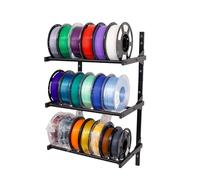 3D Printer Filament Storage Rack Wall Mount, 2-in-1 Modular 3-Tier Spool Holder, Split Into Two Racks, Heavy Duty Metal Filament Shelf Organiser for PLA ABS TPU Rolls, Studio Office Workshop