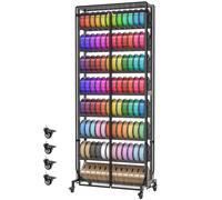 3D Printer Filament Storage Rack with Dust Cover 9-Tier, Lockable Wheels | Holds 96 Spools, Heavy Duty Steel Frame, Strong Load-bearing, Adjustable Rubber Leveling Feet, Fits Studio, Workshop, Office