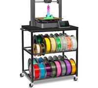 3D Printer Filament Storage Rack with Wheels, Heavy Duty Metal Filament Spool Holder, 3-Tier 3D Printer Filament Organizer for PLA/ABS/TPU/Nylon, Filament Stand for 3D Printing Station, Office,Black