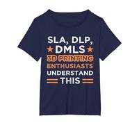 3D Printer Graphic Nerd Printing Tech Machine Filament T-Shirt, Women's Plus, Navy Blue, 3X