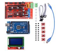 3D Printer Kit with Mega 2560 Board + RAMPS 1.4 Controller + 5pcs A4988 Stepper Motor Driver with Heatsink + LCD 12864 Graphic Smart Display Controller with Adapter for 3D Printer