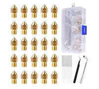 3D Printer Nozzle Set, 0.4mm Brass Accessories, 3D Printer Hot End Nozzles with Tools and Storage Box, for Filament Replacement Print Quality Improvement