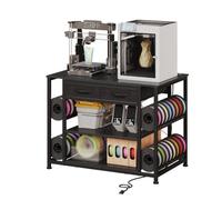 3D Printer Stand with Filament Storage, 3-Tier Printer Table with Drawers | Power Outlet, Side Filament Storage, 2 Facbric Drawer,Heavy-Duty Metal Frame, Fits Home, Workshop & Studio