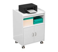3D Printer Stand with Storage PVC Panel 1m Rolling Cart Complete Back Panel Office Trolley for Home Ideal for Scanner and Fax Machines (White)