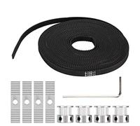 3D Printer Timing Belt Kit, 5m x 6mm Black Rubber Synchronous Belt with 20 - Tooth Pulleys for Prusa MendelMax Reprap, High Precision Linear Motion Accessory