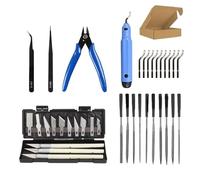 3D Printer Tool Set - 38-Piece Post-Processing Kit | Deburring Tool, Tweezers and Pliers for 3D Printing Models, Portable Steel Accessories for Modelling and Carving