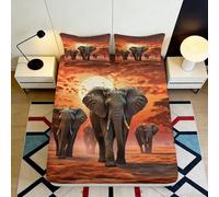 3D Printing African Elephant Pattern Fitted Sheet Microfiber Deep Pocket Bedroom Bedding Non-Slip Safari Mattress Fitted Cover 160x200x25cm