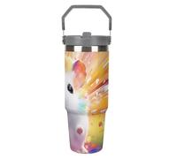 3D Printing Colourful Hamster Insulated Travel Cup - Stainless Steel - Keeps Drinks Hot Or Cold - Leakproof Design with Straw 30oz