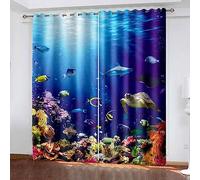 3D Printing Curtains Sea Life Turtle - Perforated Waterproof Mildew Resistant Polyester Fabric Super Soft Thermal Insulated Bedroom Blackout Eyele