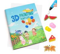 3D Printing Drawing Book, Reusable Colorful 40 Patterns Thick Paper Template with a Clear Plate, Painting Graffiti Template for 3D Pen Kids DIY Gift (Cute Childhood)