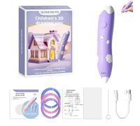 3D Printing Drawing Pen, Refills Intelligent 3D Printing Pen Set, Funny Creative Drawing Pens Toy for Teen Boys Girls, Crafts School Project Supplies for Kids Ages 8-12 (Purple 1set)