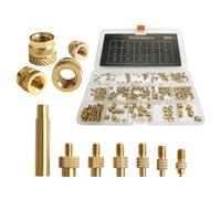 3D Printing Heat Set Insert Kit 345PCS Copper Knurled Threaded Nuts with 7PCS Heat Melt Tips for Strong Component Attachment in PLA ABS PETG 3D Printed Projects M2 M3 M4 M5 M6