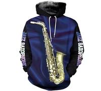 3D Printing Music Art Saxophone Hoodie for Men Music Instrument Long Sleeve Hoodies Unisex Harajuku Casual Street Sweatshirt Pullover Coat