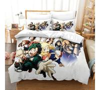 3D Printing My Hero Academia Microfiber Duvet Cover Izuku Midoriya with Hidden Zipper And Pillow Cases for Adults Bedroom Decor Single（140x200cm）