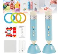 3D Printing Painting Pen, A Creative Modeling and DIY Craft Kit with Refills, Low-Temperature Artistic 3D Graffiti Drawing Tool with Pla Filament and Charger, DIY Drawing Gift for Beginner(2PCS-Blue)