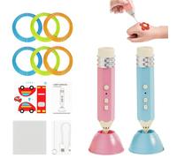 3D Printing Painting Pen, Rechargeable Low-Temperature Artistic 3D Drawing Tool with Pla Filament, Clear Copy Plate, Project Guide, And Charger, DIY Drawing Gift for Beginner(Light blue+pink)
