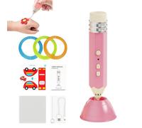 3D Printing Painting Pen, Rechargeable Low-Temperature Artistic 3D Drawing Tool with Pla Filament, Clear Copy Plate, Stencil Book, Project Guide, And Charger, DIY Drawing Gift for Beginner(Pink)