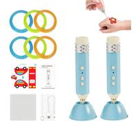 3D Printing Painting Pen, Rechargeable Low-Temperature Artistic 3D Drawing Tool with Pla Filament, Clear Copy Plate, Project Guide, And Charger, DIY Drawing Gift for Beginner(Light blue 2Pcs)
