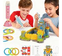 3D Printing Pen for Kids, Pencil-Shaped 3D Printing Pen, Rechargeable Low Temperature DIY 3D Printed Pen Drawing Set, DIY Art Activity Set, with 3 Starter Colors of PLA Filament (Pink)