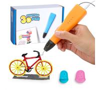 3D Printing Pen for Kids | Portable 3D Printing Pen | 3D Printer Pen with 1.75mm PLA Filament, Fingerstall, Pen Holder, Stencil Book, Charger for Teenagers Stylo 3D Crayon 3D (Orange)