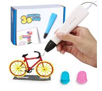 3D Printing Pen for Kids | Portable 3D Printing Pen | 3D Printer Pen with 1.75mm PLA Filament, Fingerstall, Pen Holder, Stencil Book, Charger for Teenagers Stylo 3D Crayon 3D (White)