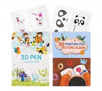 3D Printing Pen Template Book Set, 2 Pack Reusable Drawing Stencils with Clear Acrylic Board for Kids Art Craft,DIY 3D Pen Filament Projects, Compatible with Low & High Temp Printing Pens, 80 Patterns