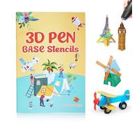 3D Printing Pen Tracing Book with 65 Patterns Transparent Templates Geometric Silicone Pad and Finger Cots,Reusable Drawing for 3D Pen DIY Children's Drawing Teaching Tools