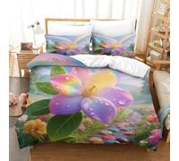 3D Printing Rainbow Gardenia Duvet Cover with Pillow Cases Colorful Path Hidden Zipper For Teen Men Soft Lightweight Quilt Cover Bedroom Dorm Decor King（220x240cm）