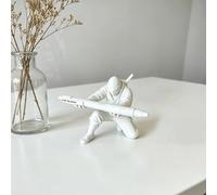 3D Printing Samurai Pen Holder, Creative Ninja Warrior Pen Holder, Pencil Storage Rack for Men, Gamers, History Fans, Office Gadgets (White)