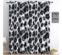 3D Printing Simple Leopard Curtain, White Black Leopard decorateW 46" x L 90" (2 Panels) Waterproof Quick-Drying Polyester Fabric Bathroom Curtain