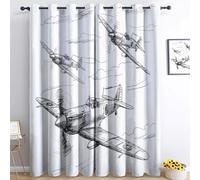 3D Printing Simple Line Plane Curtain, White Black Line Plane decorate W 39" x L 70" (2 Panels) Waterproof Quick-Drying Polyester Fabric Bathroom Curtain